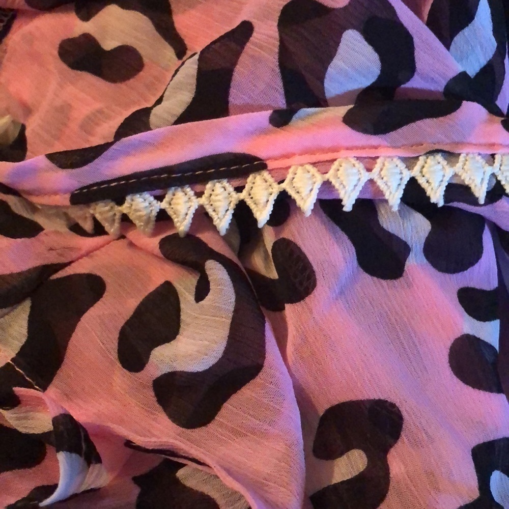 Miken Women's Swim Cover-Up Leopard-Print Smocked Pink - Picture 5 of 5